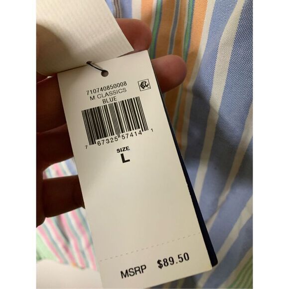 Ralph Lauren 100% cotton fun shirt striped men's size large NEW WITH TAGS - Picture 6 of 7
